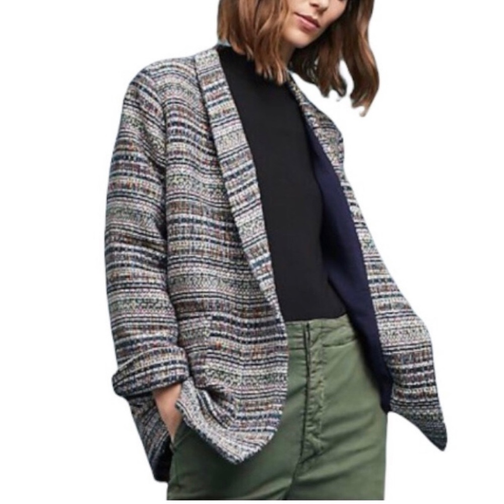 HARLYN ANTHROPOLOGIE MULTI COLOR OVERSIZED TWEED BLAZER